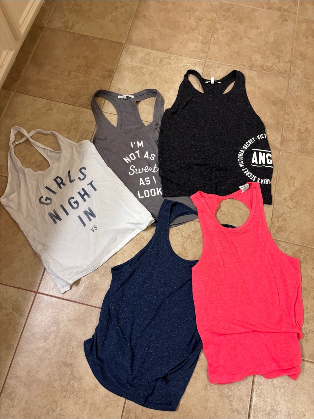 5 Victoria Secret tank tops,size s&xs